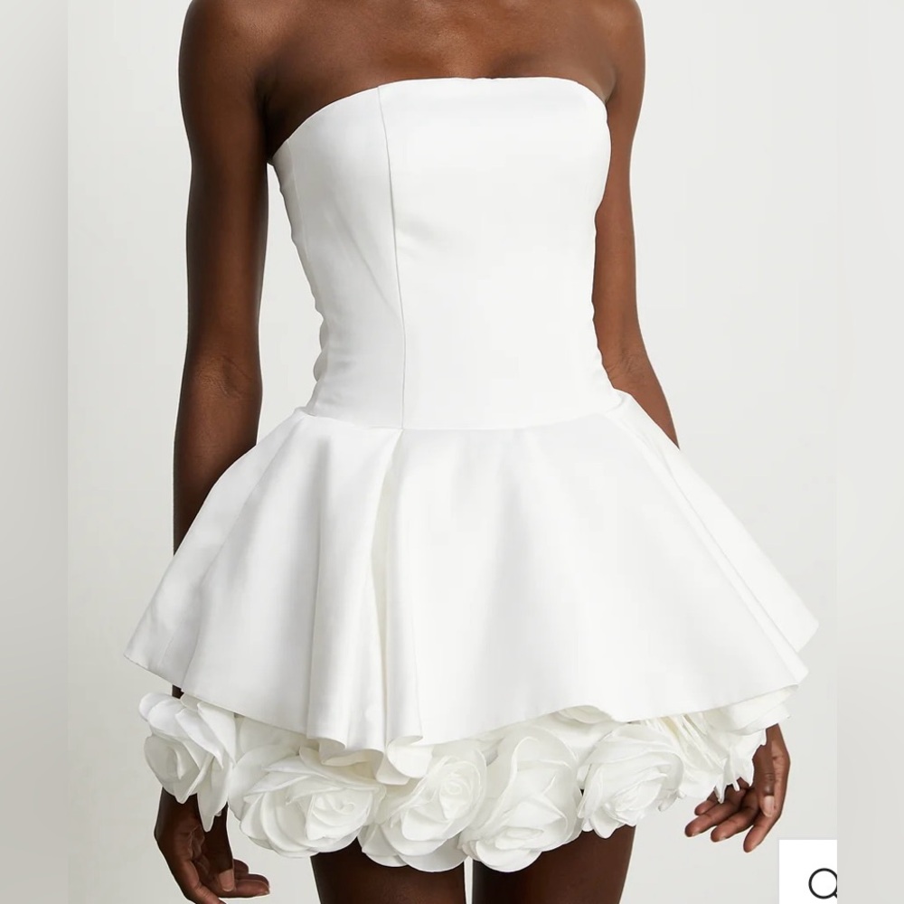 Lucie white petal-layered strapless corset mini dress- Miss Rosier